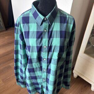 Untuckit Mens Green/Black Plaid Button Down Shirt EUC XXL